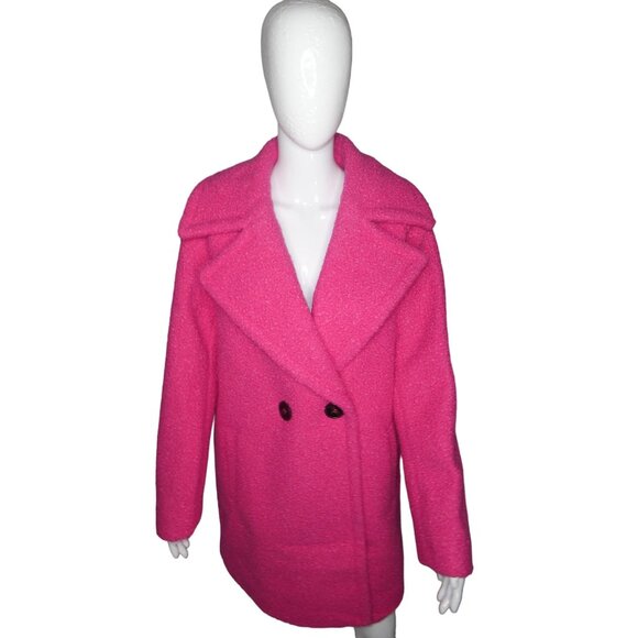 NVLT Jackets & Blazers - NVLT Women's Flat Boucle Double Breasted Over Coat Fuschia - Medium